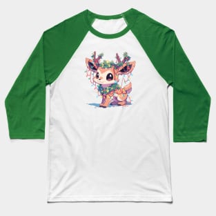 Fawn tangled up in Christmas lights Baseball T-Shirt